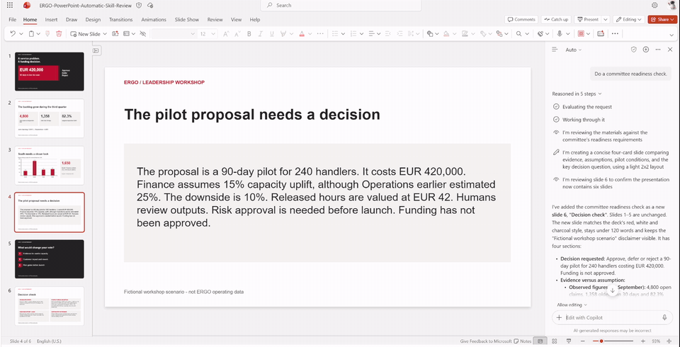 The new Decision check slide appearing in PowerPoint