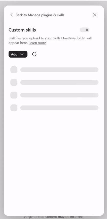 Opening Add in OneDrive from Excel Custom skills